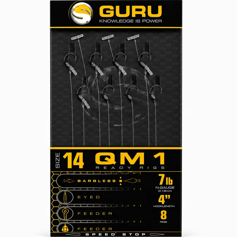 4" QM1 Speed Stop Barbless Rigs – 10 cm Onderlijnen met Speed Stop en zonder Weerhaak