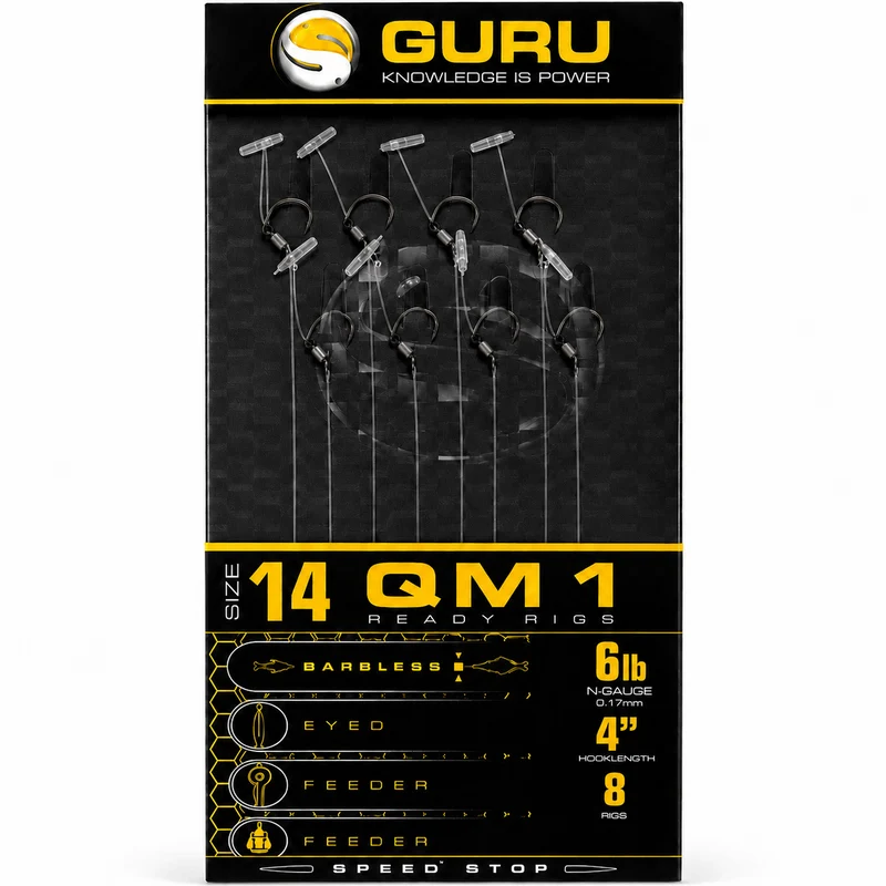 4" QM1 Speed Stop Barbless Rigs – 10 cm Onderlijnen met Speed Stop en zonder Weerhaak