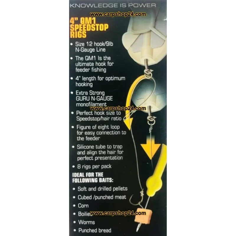 4" QM1 Speed Stop Barbless Rigs – 10 cm Onderlijnen met Speed Stop en zonder Weerhaak