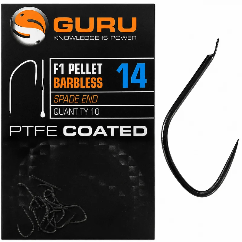 F1 Pellet Barbless Spade End – Haak met Bled en zonder Weerhaak