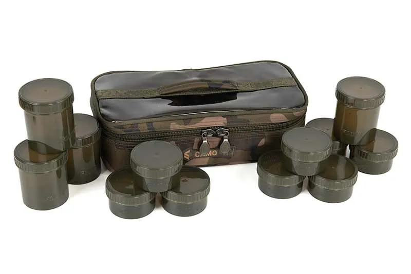 Sac de pêche de 12 pots à appâts Fox Camolite