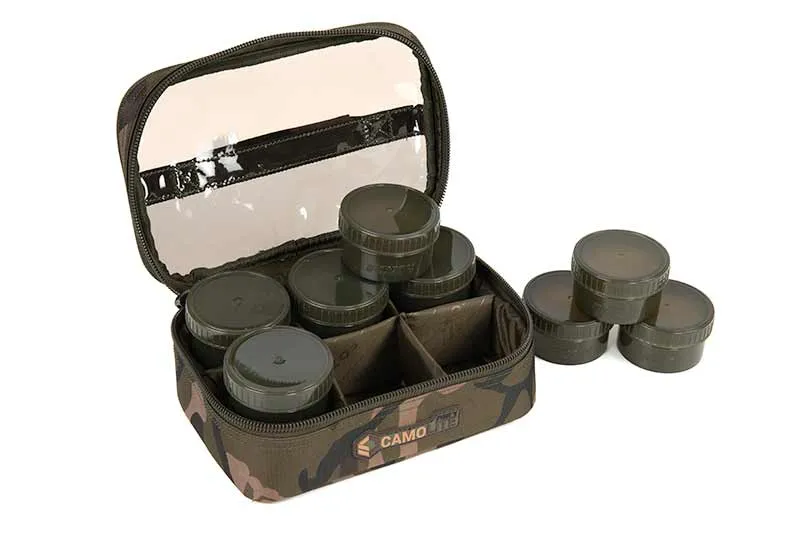 Sac de pêche de 8 pots à appâts Fox Camolite