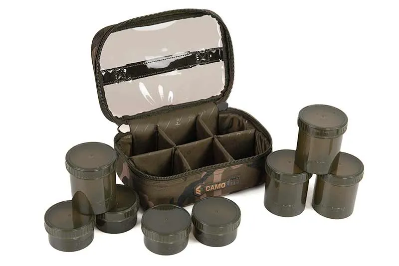 Sac de pêche de 8 pots à appâts Fox Camolite