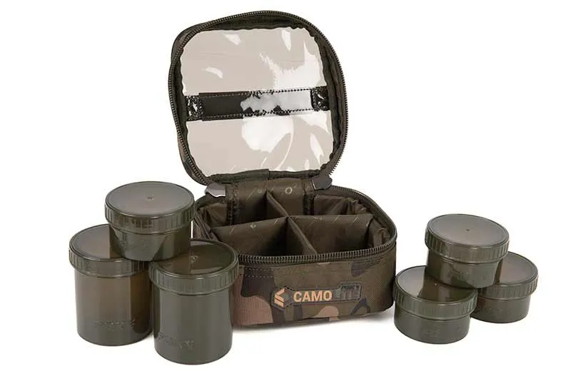 Sac de pêche de 6 pots à appâts Fox Camolite