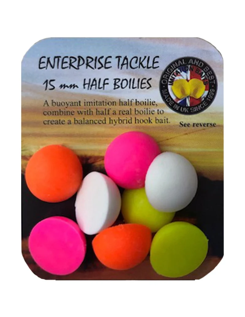 Half Boilies Enterprise Blanc et Couleurs Mixtes Fluor 15 mm