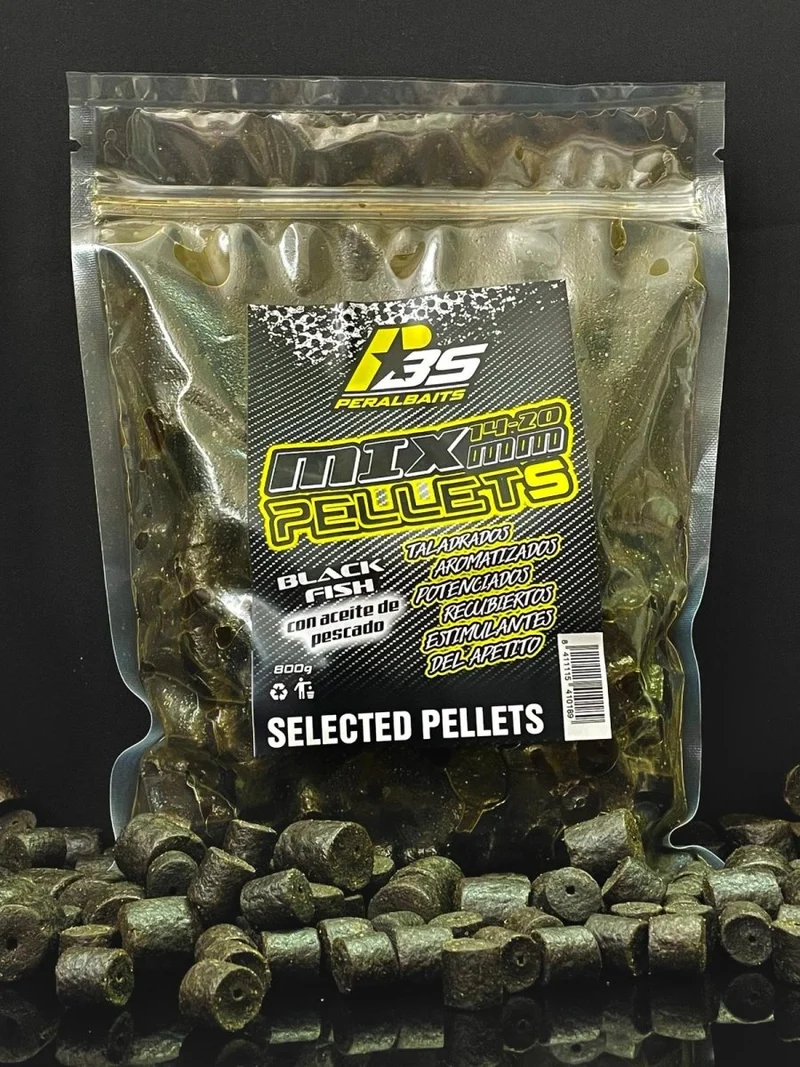 Mix Pellets Liquide Peralbaits Black Fish 14-20 mm