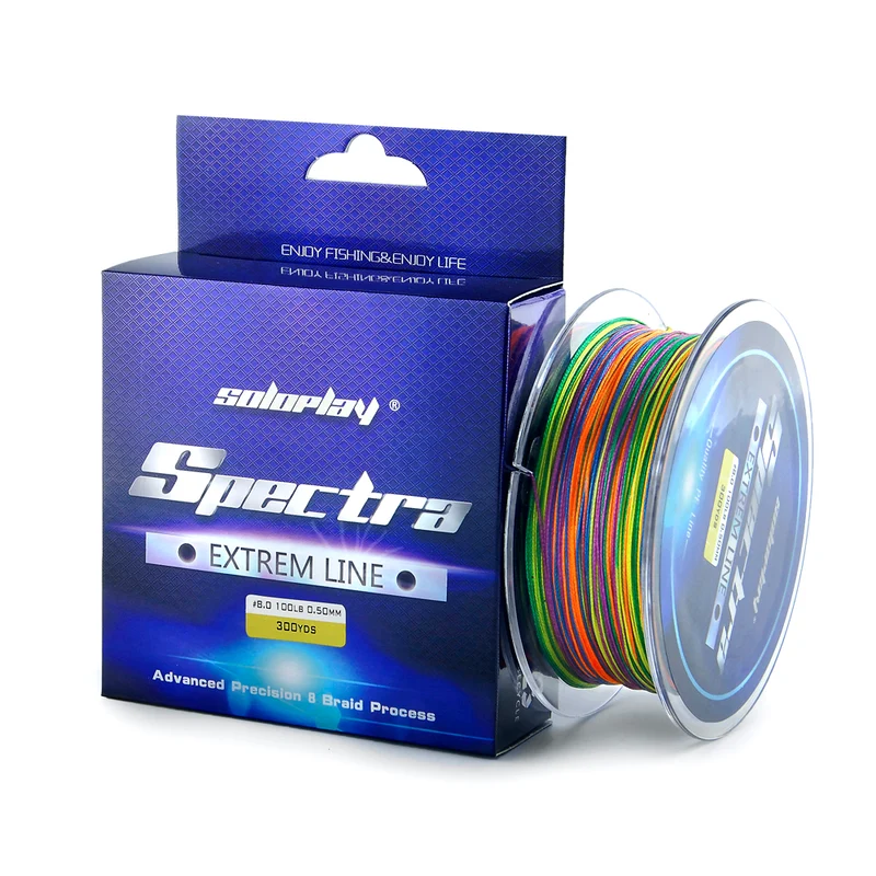 SOLOPLAY 300YDS Super Strong 8 Strands Weaves PE Braided Multi Color Multifilament 20lb-100lb Sea Carp Softwater Fishing Line