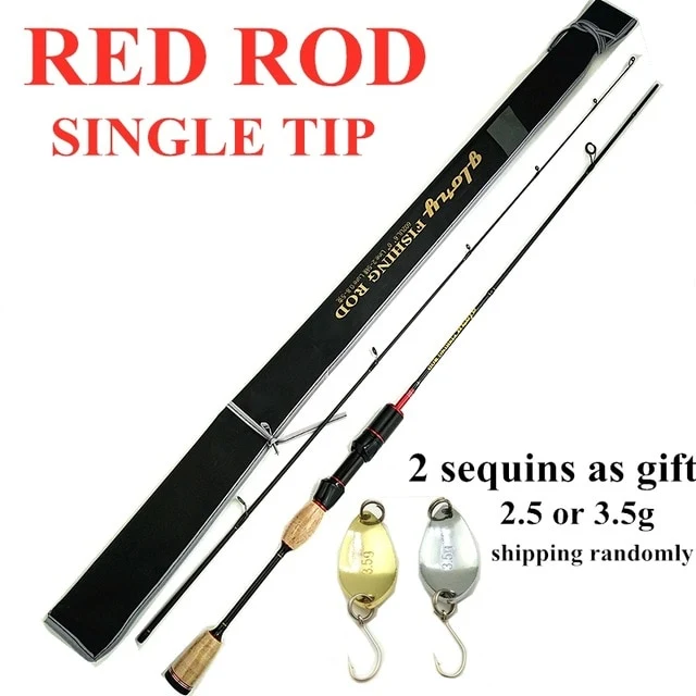 Glory 602 UL power 1.8m fishing rod spinning rods thin super light rod 90g carbon 2 sections 2 tips lure WT 0.8-5g red woman