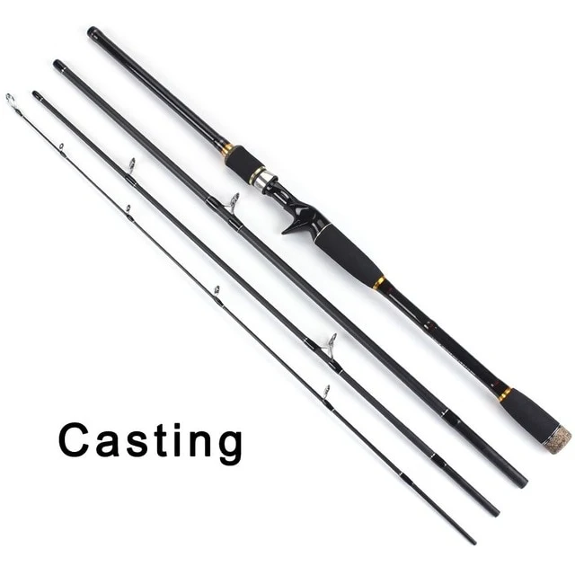 TOMA Spinning casting Fishing Rod 100% Carbon Fiber 2.1m-3.0m 4 Section M Lure Rods Fast Action Pesca Travel Rod Fishing Tackle