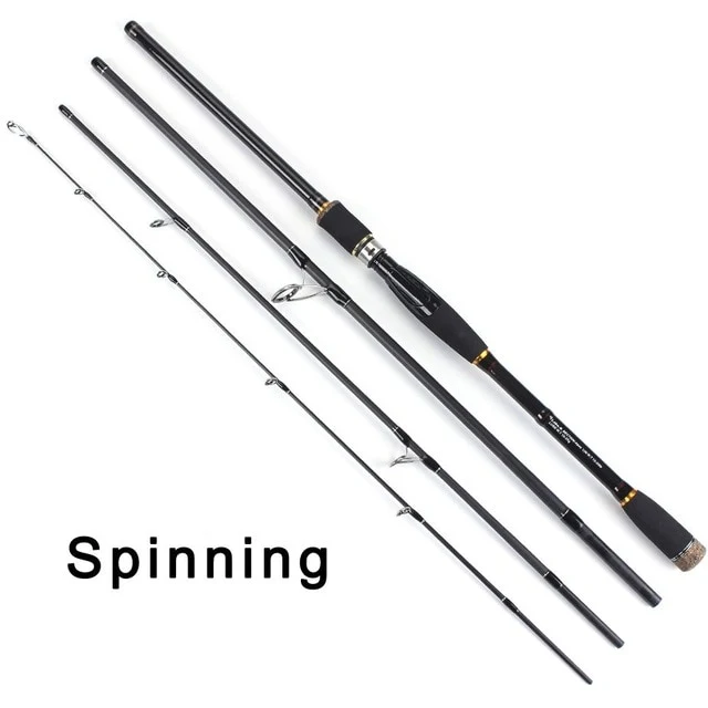 TOMA Spinning casting Fishing Rod 100% Carbon Fiber 2.1m-3.0m 4 Section M Lure Rods Fast Action Pesca Travel Rod Fishing Tackle