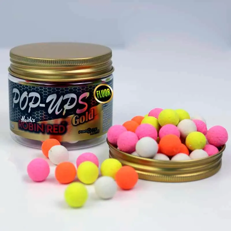 Pop Ups Pro Elite Baits Gold Robin Red Fluoro 14 mm
