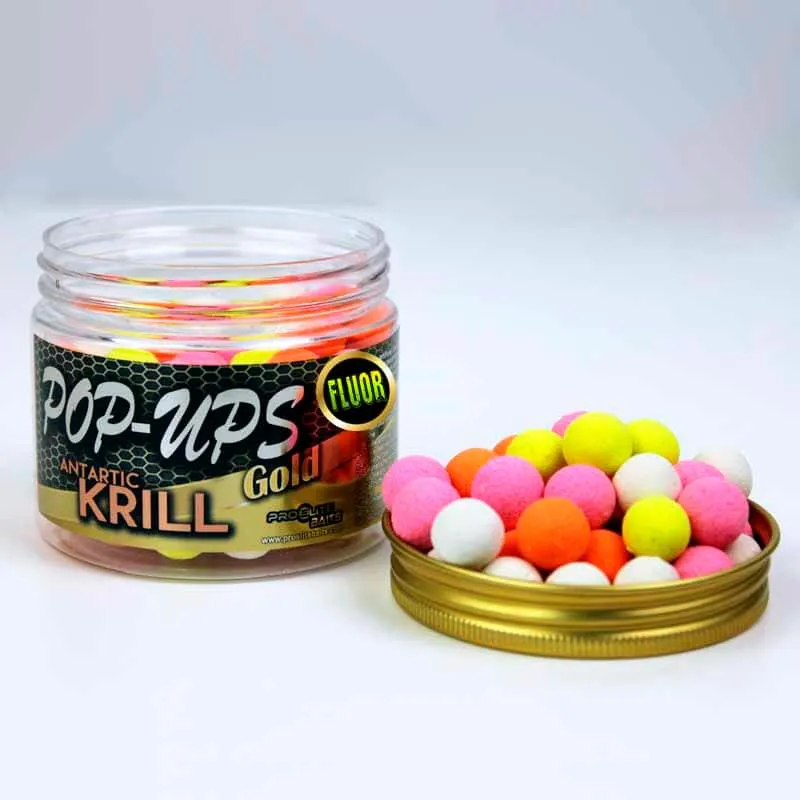 Pop Ups Pro Elite Baits Gold Antartic Krill Fluoro 14 mm