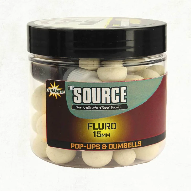 Pop Ups Dumbells Dynamite Baits Source Fluoro White 15 mm