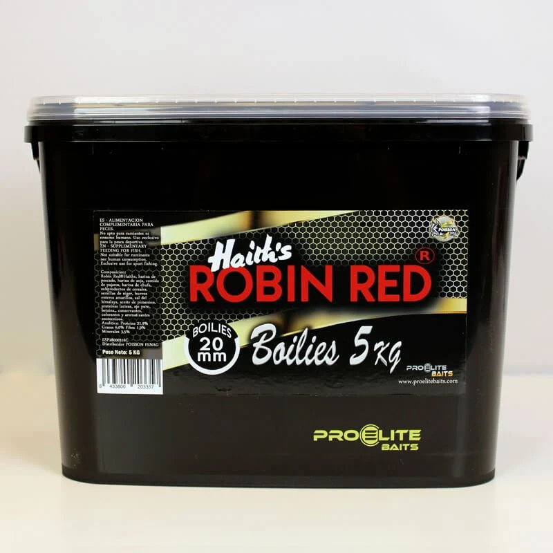 Seau Pro Elite Baits Boilies Gold Robin Red 5 kg – 20 mm