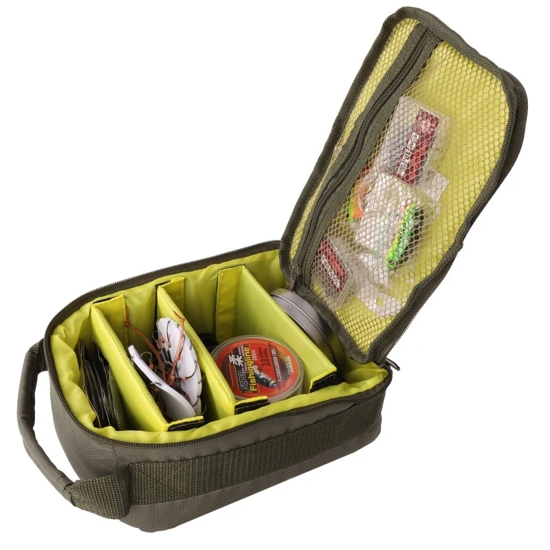 Fishing Reel Bag 4-Layer 600D Oxford Cloth Handled Dual Zipper Outdoor Storage Case Container For Line Bait Fishhooks H3