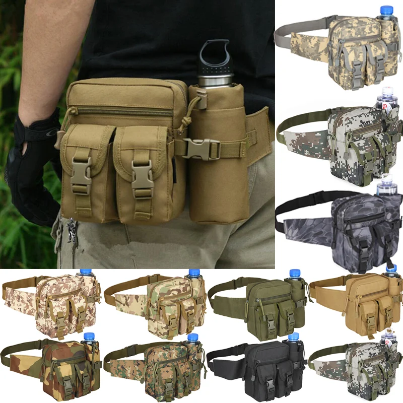 Outdoor Military Tactical Shoulder Bag Waterproof Oxford Molle Fishing Bags Hiking Pouch Kettle Bag Bolsillo Waist Pack Bag