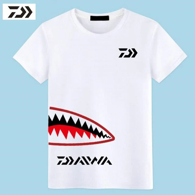 New Outdoor Fishing T-Shirt Men's Quick Dry Cooled T-Shirt Comfortable Breathable Round Neck Short Sleeved White Fishing Clothes
