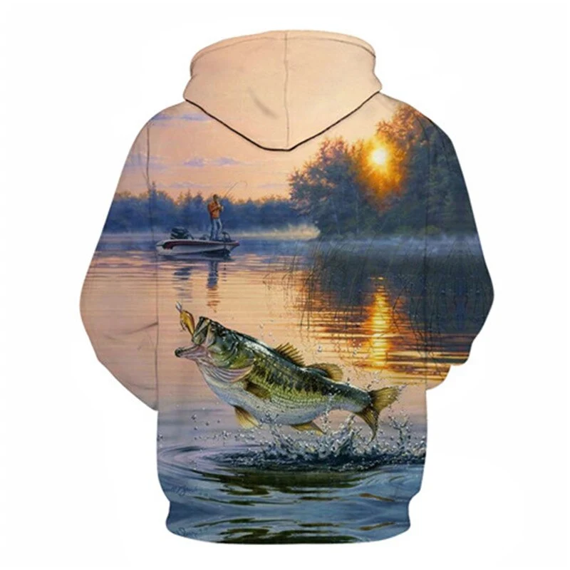 Unisex Autumn And Winter Clothing 3D Printing Hoodie Casual Sports Hoodie Shirt Long-sleeved Hoodie Print Fish Boat Hoodie