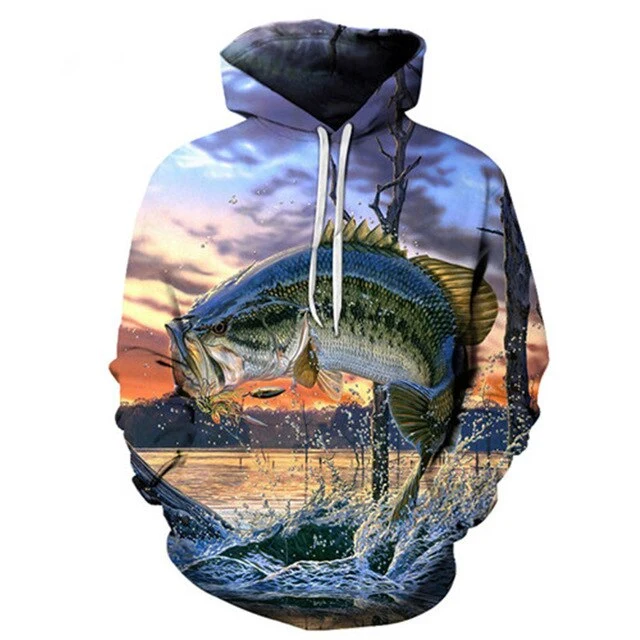 Unisex Autumn And Winter Clothing 3D Printing Hoodie Casual Sports Hoodie Shirt Long-sleeved Hoodie Print Fish Boat Hoodie