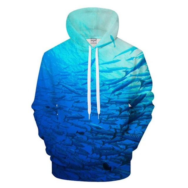 Unisex Autumn And Winter Clothing 3D Printing Hoodie Casual Sports Hoodie Shirt Long-sleeved Hoodie Print Fish Boat Hoodie