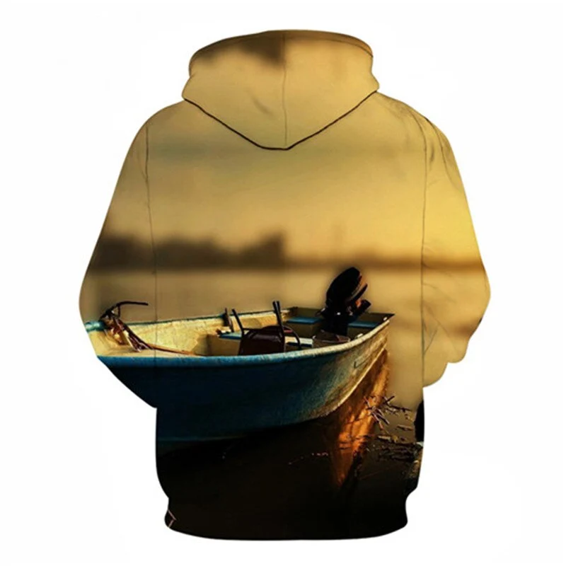 Unisex Autumn And Winter Clothing 3D Printing Hoodie Casual Sports Hoodie Shirt Long-sleeved Hoodie Print Fish Boat Hoodie