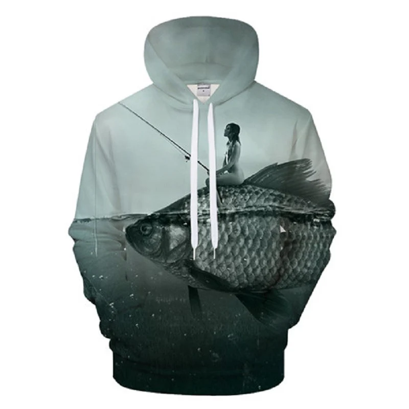 Unisex Autumn And Winter Clothing 3D Printing Hoodie Casual Sports Hoodie Shirt Long-sleeved Hoodie Print Fish Boat Hoodie