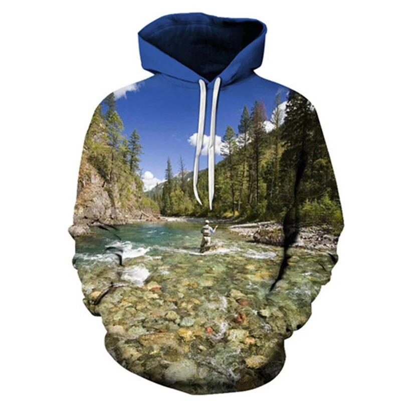 Unisex Autumn And Winter Clothing 3D Printing Hoodie Casual Sports Hoodie Shirt Long-sleeved Hoodie Print Fish Boat Hoodie