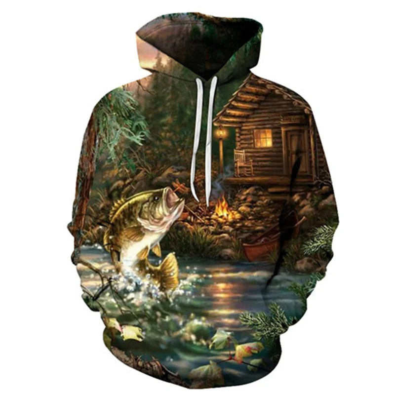 Unisex Autumn And Winter Clothing 3D Printing Hoodie Casual Sports Hoodie Shirt Long-sleeved Hoodie Print Fish Boat Hoodie