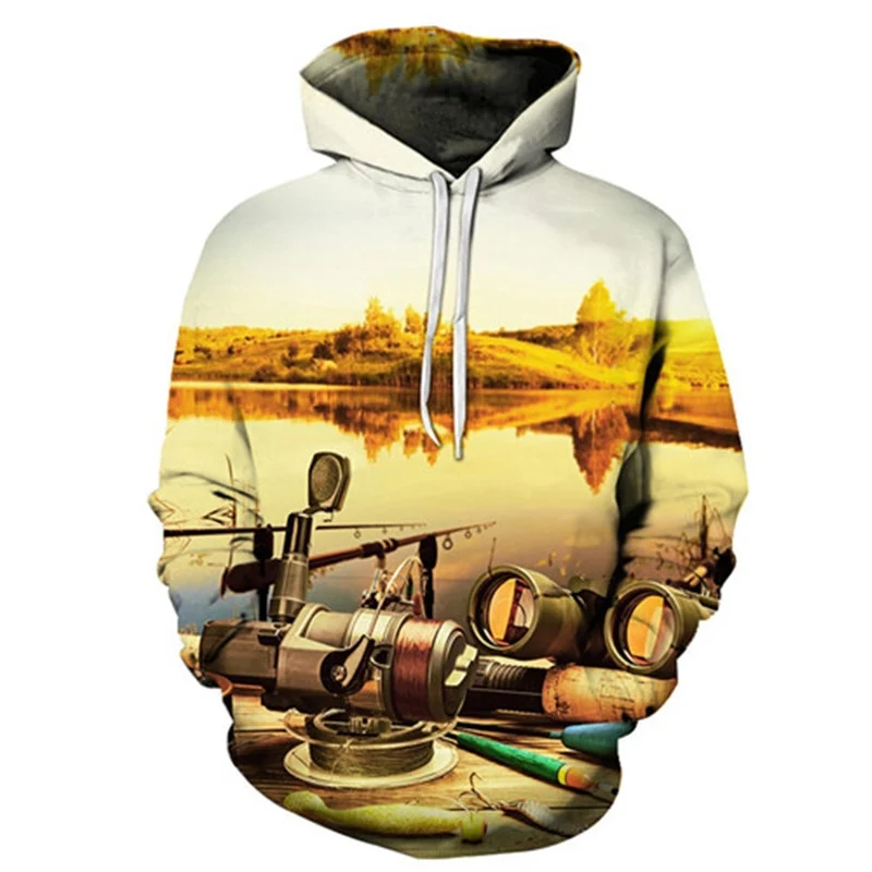Unisex Autumn And Winter Clothing 3D Printing Hoodie Casual Sports Hoodie Shirt Long-sleeved Hoodie Print Fish Boat Hoodie