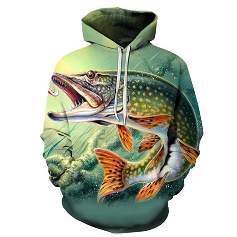 Unisex Autumn And Winter Clothing 3D Printing Hoodie Casual Sports Hoodie Shirt Long-sleeved Hoodie Print Fish Boat Hoodie