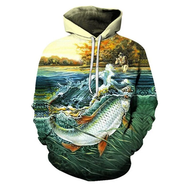 Unisex Autumn And Winter Clothing 3D Printing Hoodie Casual Sports Hoodie Shirt Long-sleeved Hoodie Print Fish Boat Hoodie