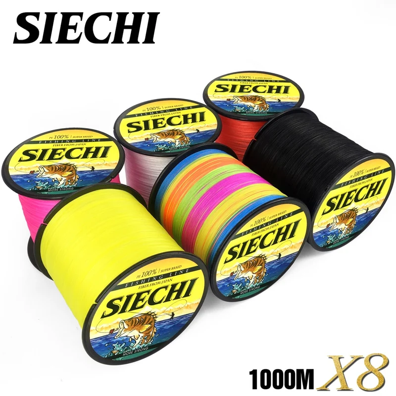 SIECHI 8 Strands 1000M 500M 300M PE Braided Fishing Line tresse peche