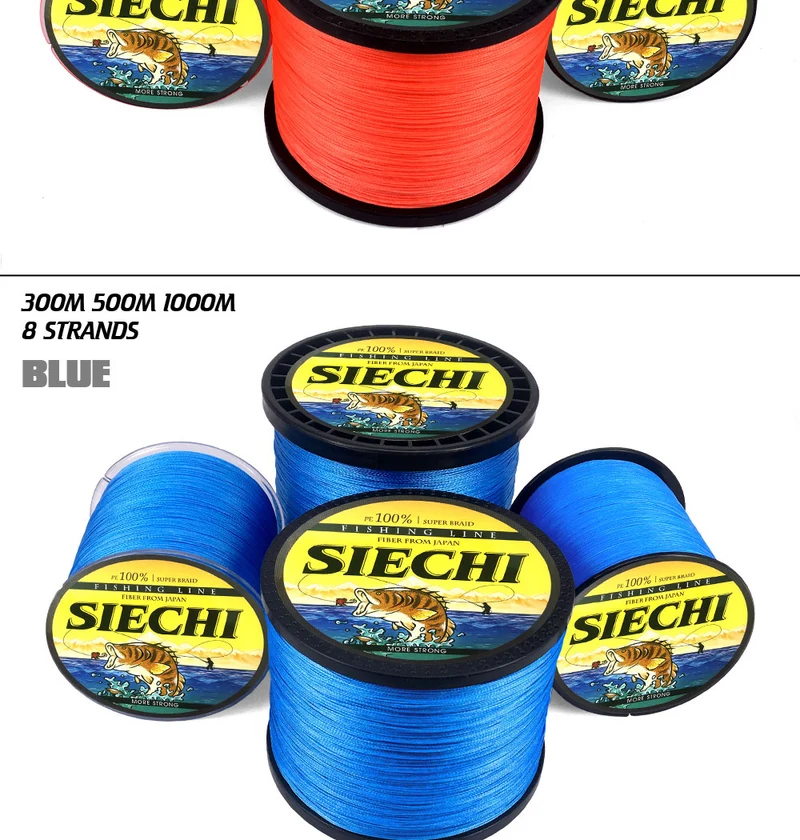SIECHI 8 Strands 1000M 500M 300M PE Braided Fishing Line tresse peche