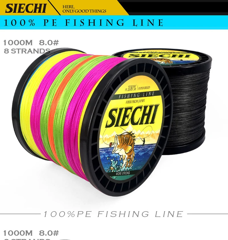 SIECHI 8 Strands 1000M 500M 300M PE Braided Fishing Line tresse peche