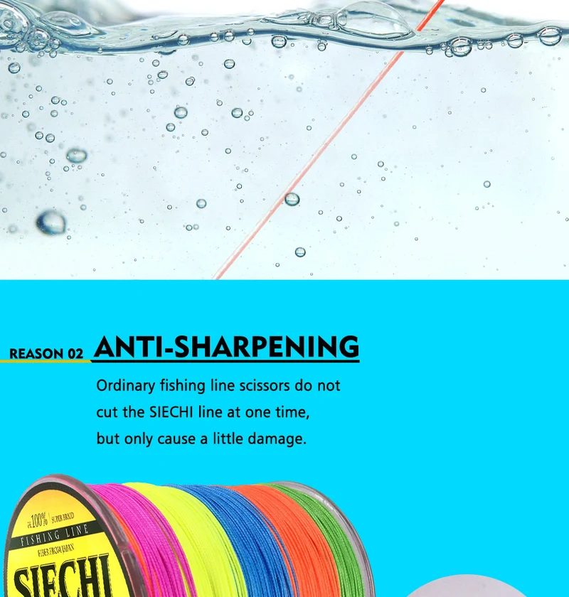 SIECHI 8 Strands 1000M 500M 300M PE Braided Fishing Line tresse peche