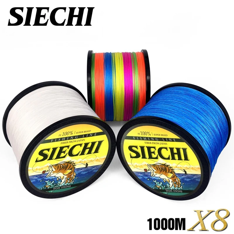 SIECHI 8 Strands 1000M 500M 300M PE Braided Fishing Line tresse peche
