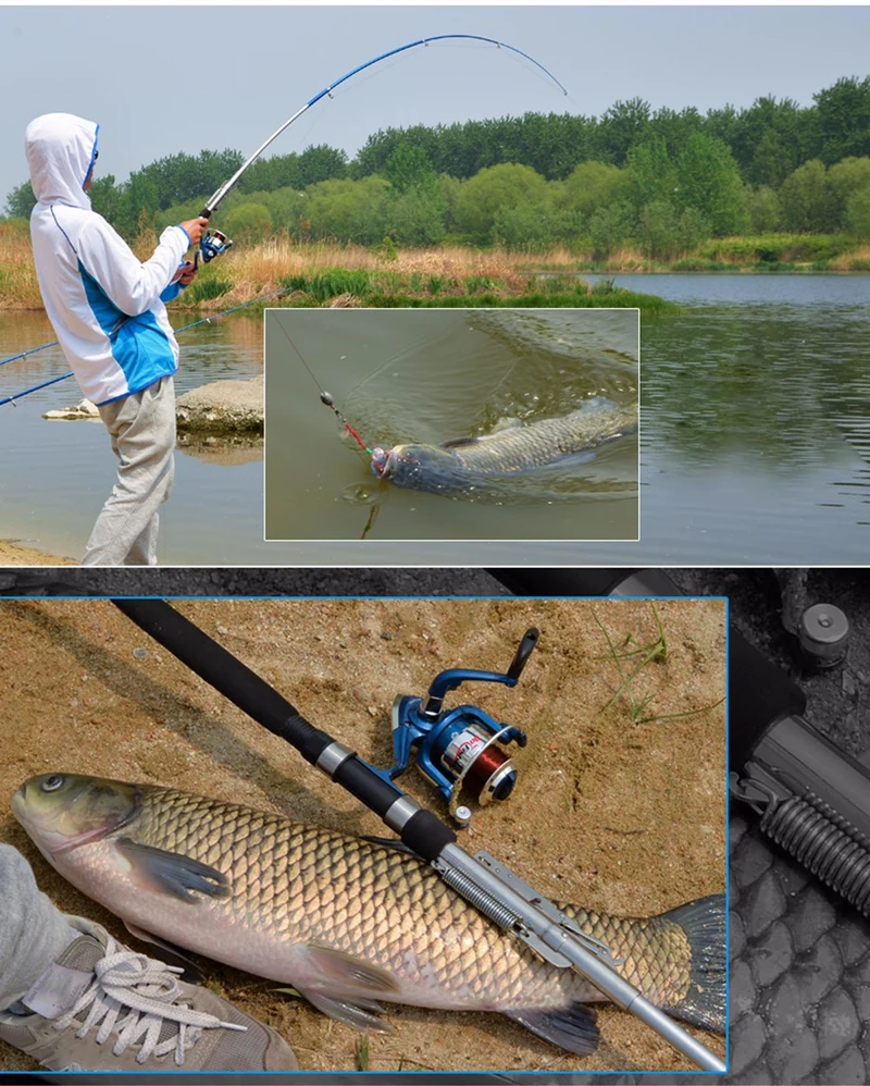 Automatic Fishing Rod High Quality Fish Pole 1.8M 2.1m 2.4m 2.7m Sea River Lake Stainless Steel Fishing Rod spinning telescopic