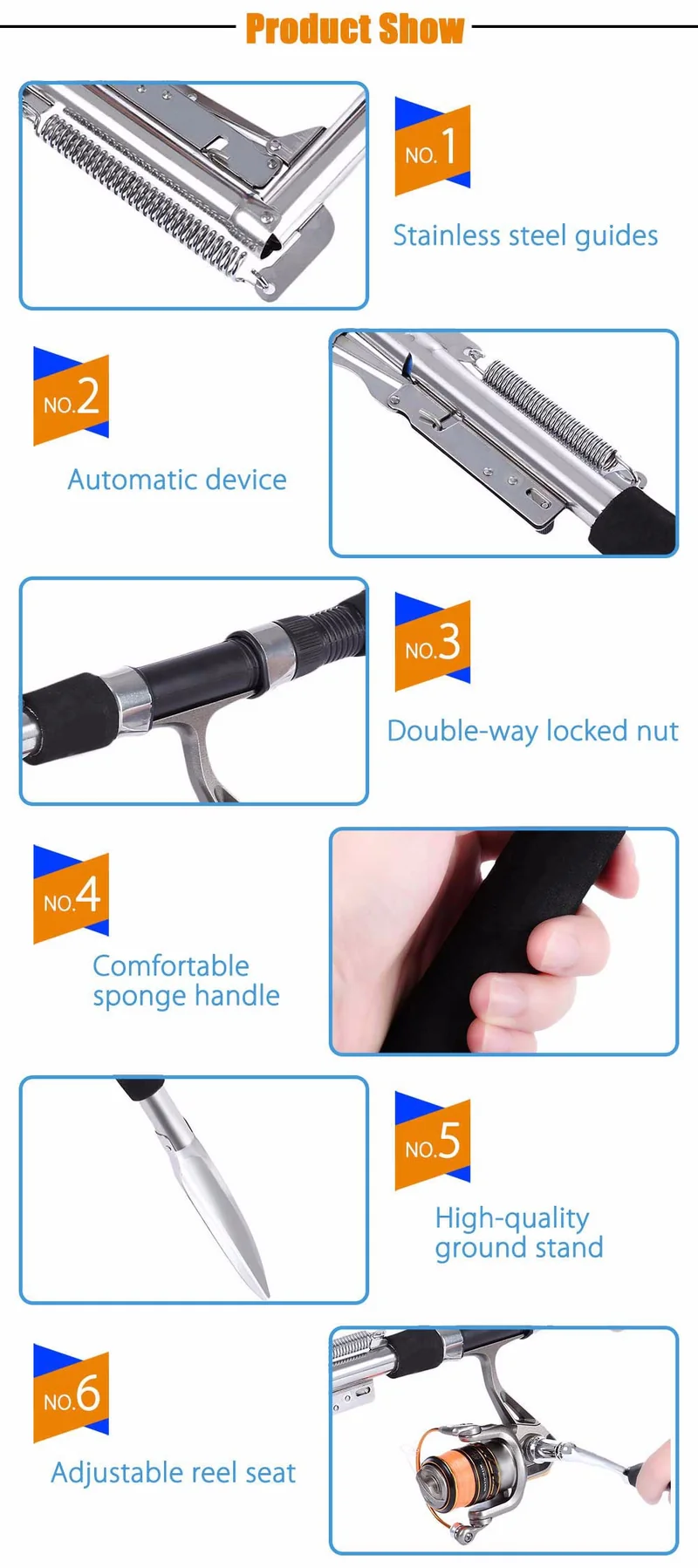Automatic Fishing Rod High Quality Fish Pole 1.8M 2.1m 2.4m 2.7m Sea River Lake Stainless Steel Fishing Rod spinning telescopic