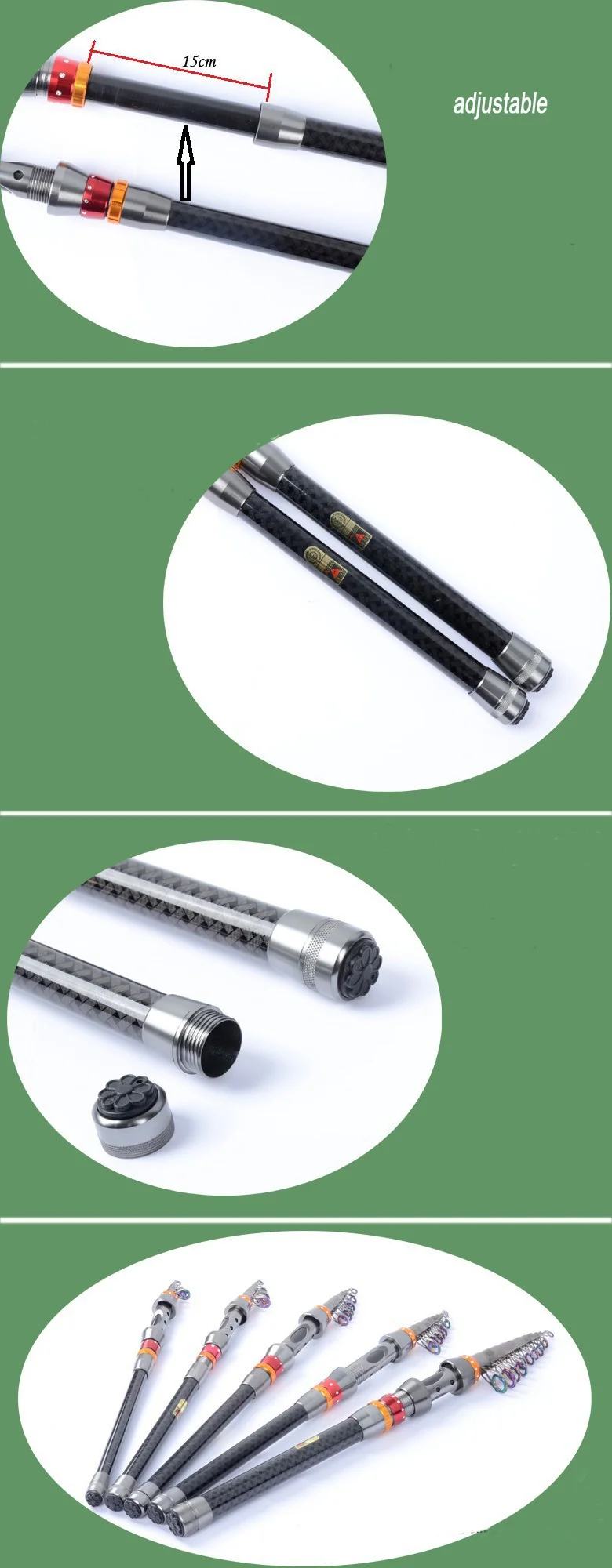 Carbon Fiber Telescopic Fishing Rod Portable Spinning Fishing Rod Pole Travel Sea Boat Rock Fishing Rod