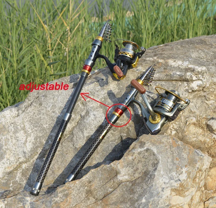 Carbon Fiber Telescopic Fishing Rod Portable Spinning Fishing Rod Pole Travel Sea Boat Rock Fishing Rod
