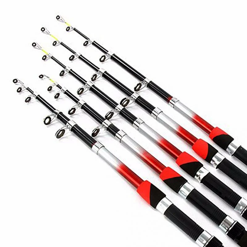 1.8M 2.1M 2.4M 2.7M 3.0M 3.6M 4.5M Portable Telescopic Fishing Rod Glass Fiber Fishing Pole Travel Sea Fishing Spinning Rod