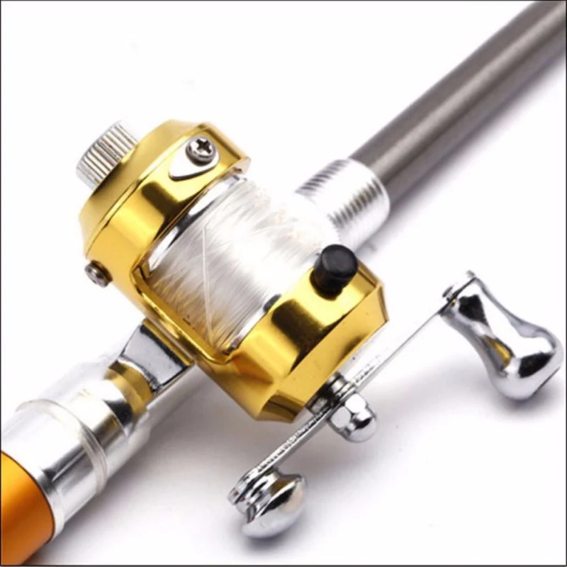 Balight Portable Pocket Telescopic Mini Fishing Pole Pen Shape Folded Fishing Rods With Reel Wheel Fishing Rod Pen