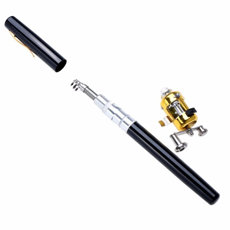 Balight Portable Pocket Telescopic Mini Fishing Pole Pen Shape Folded Fishing Rods With Reel Wheel Fishing Rod Pen