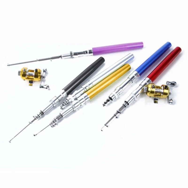 Balight Portable Pocket Telescopic Mini Fishing Pole Pen Shape Folded Fishing Rods With Reel Wheel Fishing Rod Pen