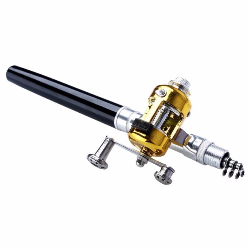 Balight Portable Pocket Telescopic Mini Fishing Pole Pen Shape Folded Fishing Rods With Reel Wheel Fishing Rod Pen