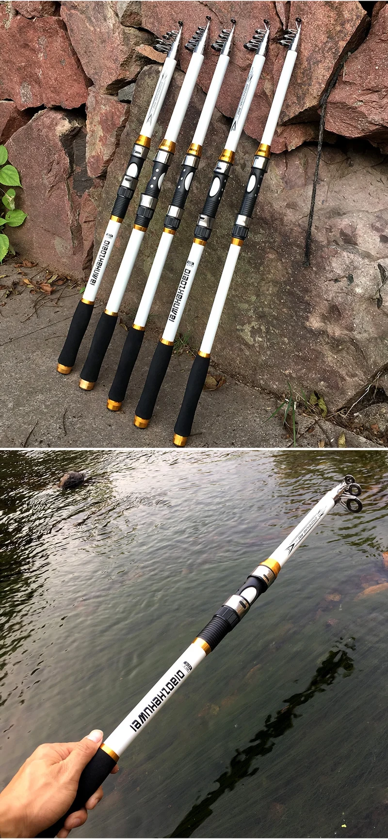 GHOTDA 2.1M -3.6M Carp Fishing Rod feeder Hard FRP Carbon Fiber Telescopic Fishing Rod fishing pole