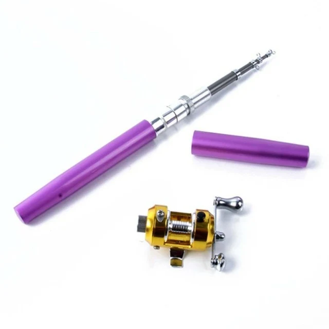 Portable Pocket Telescopic Mini Fishing Pole Pen Shape Folded Fishing Rod With Reel Wheel