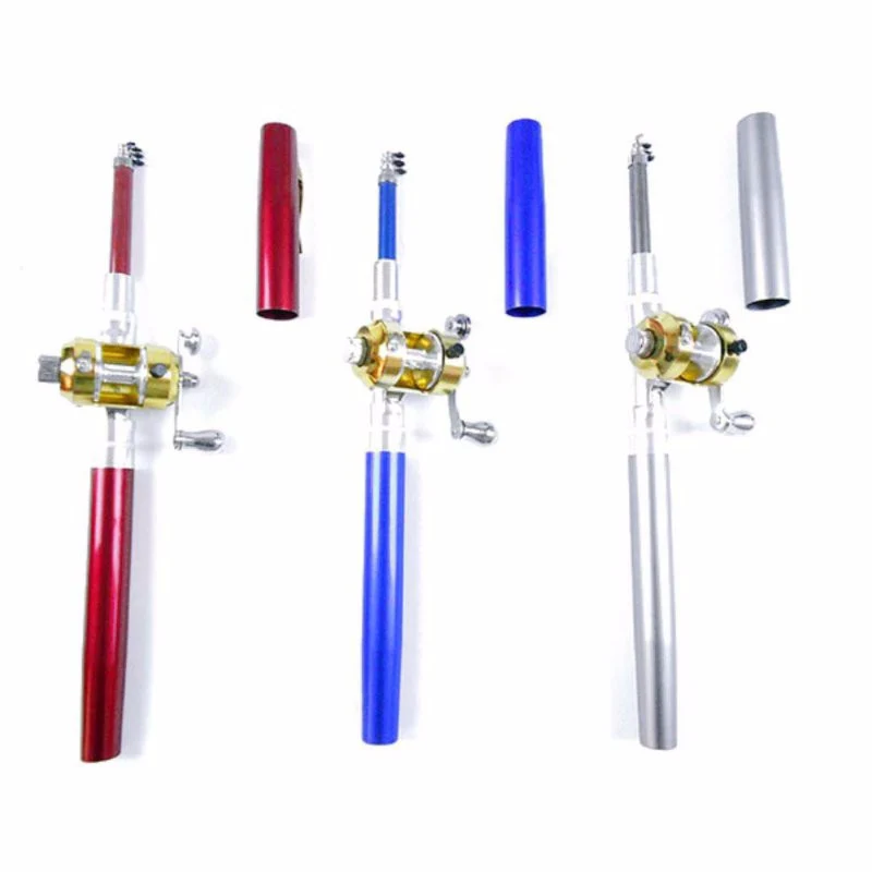 Portable Pocket Telescopic Mini Fishing Pole Pen Shape Folded Fishing Rod With Reel Wheel