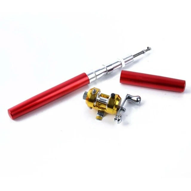 Portable Pocket Telescopic Mini Fishing Pole Pen Shape Folded Fishing Rod With Reel Wheel