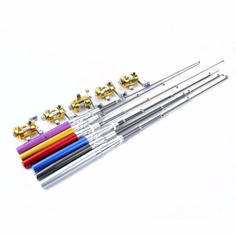 Portable Pocket Telescopic Mini Fishing Pole Pen Shape Folded Fishing Rod With Reel Wheel